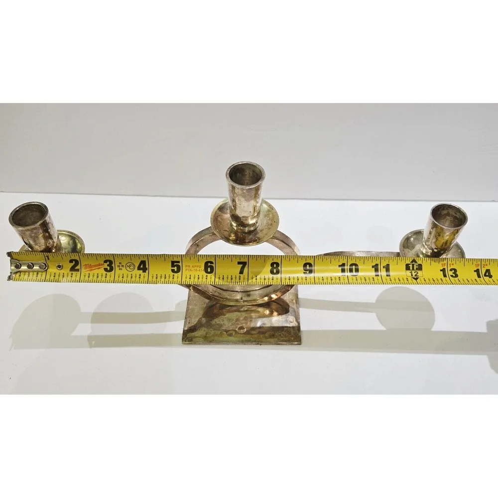 Restoration Hardware 3 Arm Candelabra MCM Hammered Silverplate Candle Holders